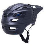 Kali Maya 3.0 matte black enduro helmet – Matte black enduro mountain bike helmet shown from the front three-quarter angle, featuring wide ventilation ports, an integrated visor, and an adjustable chin strap against a plain white background.