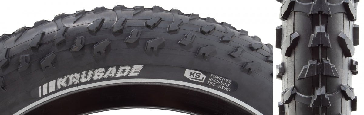Sunlite Krusade 20 × 4.0″ Black‑on‑Black E25 Wire‑Bead E‑Bike Tire
