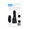 Timber MTB quick release black bicycle bell – A black Timber MTB quick-release bell is displayed in retail packaging with its handlebar mount and adapters against printed white cardstock.
