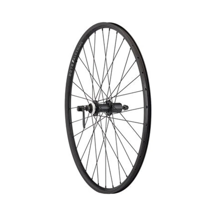 Quality Wheels Value Double Wall Series Rim+Disc Rear Wheel - 26", QR x135mm, Center-Lock/Rim Brake, HG10, Black, Clincher – Basic Replacement Quality Wheels Value Double Wall Series Rim+Disc Rear Wheel - 26", QR x135mm, Center-Lock/Rim Brake, HG10