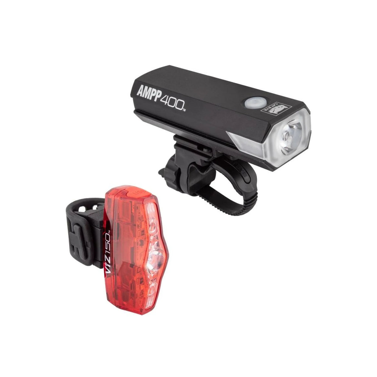 Cateye Combo AMPP400/VIZ150 HL-EL084RC/TL-LD800R Rechargeable Lights (Bicycle Lights) – studio product photo
