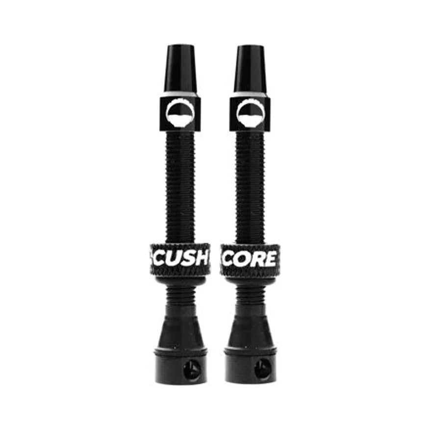 CushCore Tubeless Presta Valve Set - 44mm, Black (Bicycle Tire Valves) – studio product photo