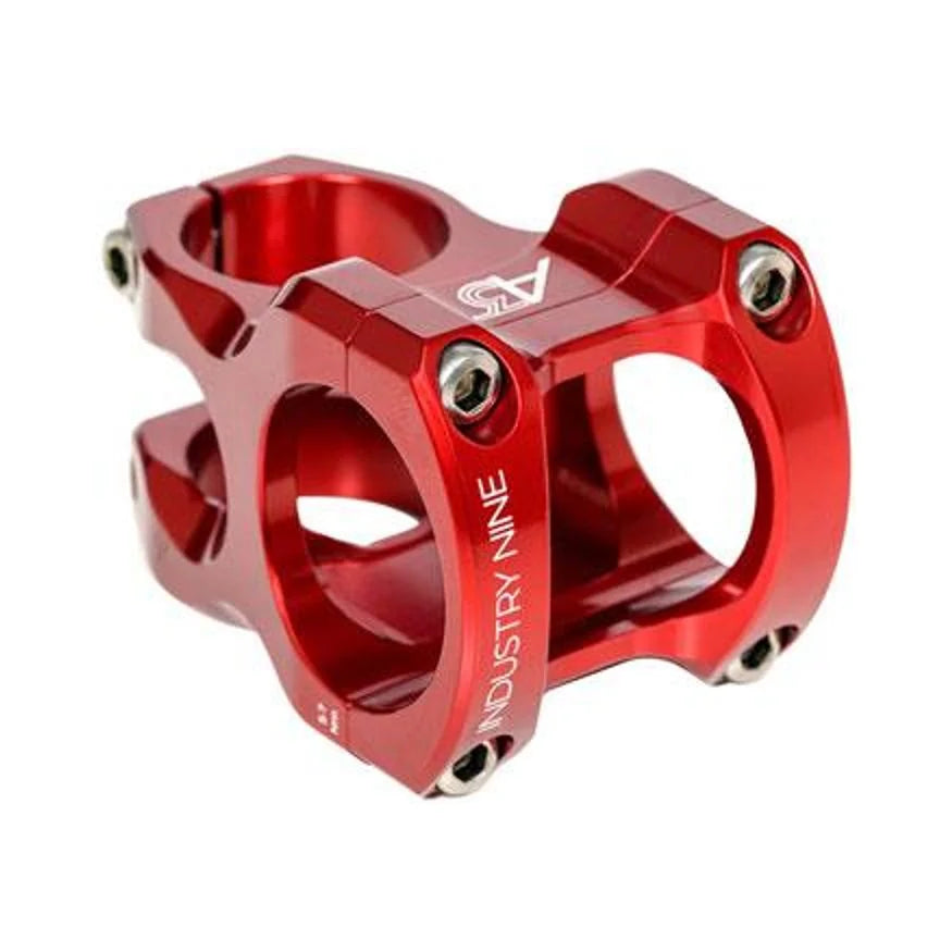 Industry Nine A35 Stem - 32mm, 35mm Clamp, +/-5, 1 1/8", Aluminum, Red (Bicycle Stems) – studio product photo