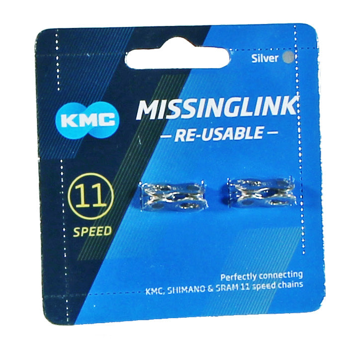 KMC MissingLink-11 Connector - 11-Speed, Reusable, Silver, 2 Pairs/Card