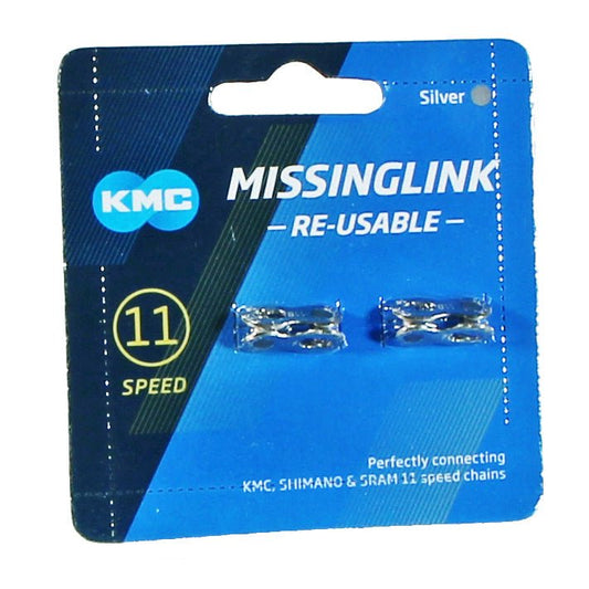 KMC MissingLink-11 Connector - 11-Speed, Reusable, Silver, 2 Pairs/Card