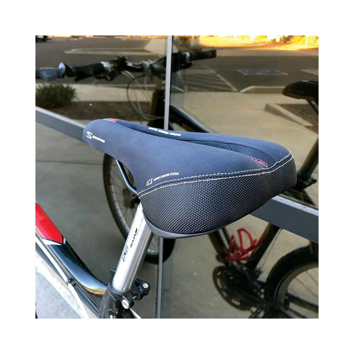 Serfas DDM-CT Dual Density® Men’s Comfort W/Cutout & Lycra Cover Saddle (Bicycle Saddles) – studio photo (view 10 of 11)
