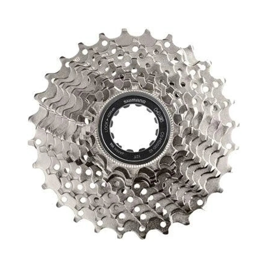 Shimano Deore M6000 CS-HG500 Cassette - 10 Speed, 12-28t, Silver (Bicycle Cassettes & Freewheels) – studio product photo
