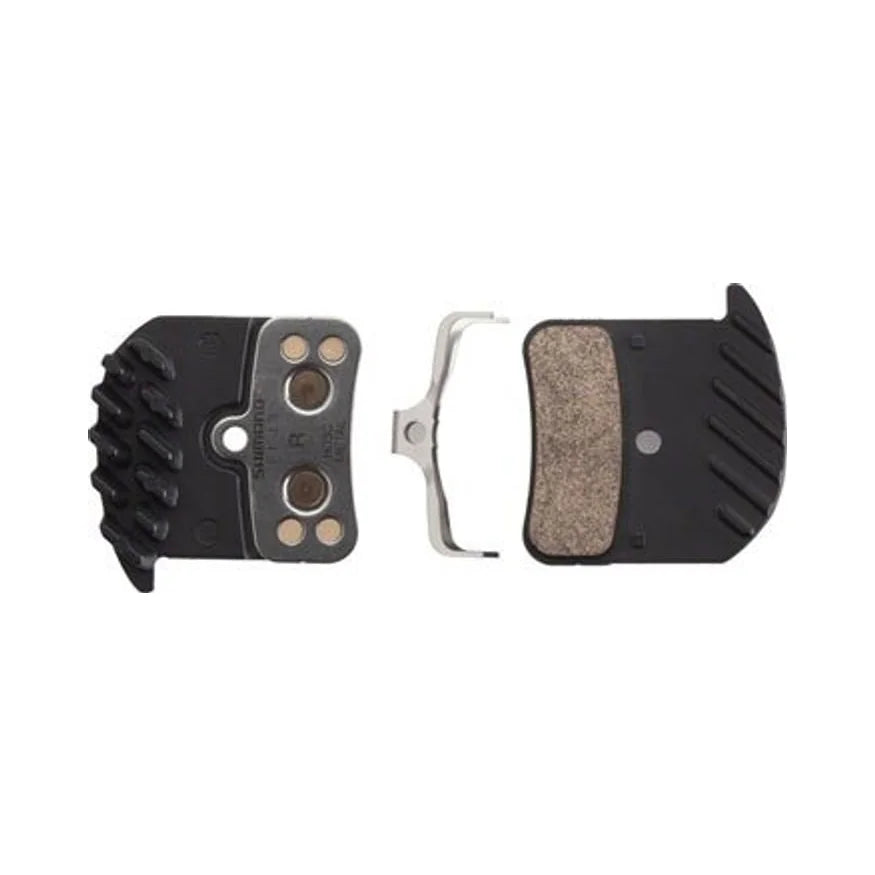 Shimano H03C-MF Disc Brake Pad and Spring - Metal Compound, Finned Aluminum Backplate, One Pair – studio product photo
