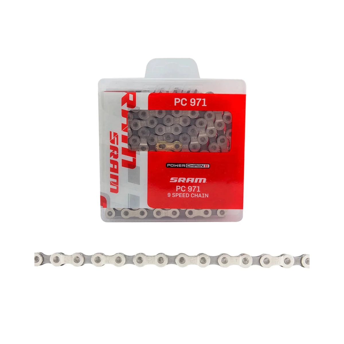 SRAM PC971 PowerChain-II Chain, 114 Link, 9sp, Silver (Bicycle Chains) – showcase image