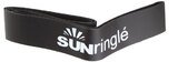 SunRingle black tubeless rim strip – A wide matte black SunRingle tubeless rim strip folded loosely into an angled loop, showcasing the bold white brand logo against a clean white background.