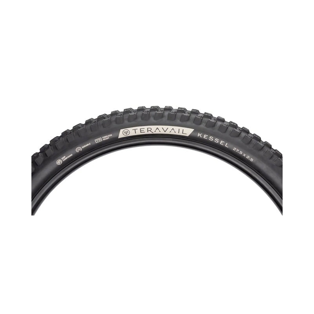 Teravail Kessel Tire - 27.5 x 2.5, Tubeless, Folding, Black, Ultra Durable (Bicycle Tires) – studio photo