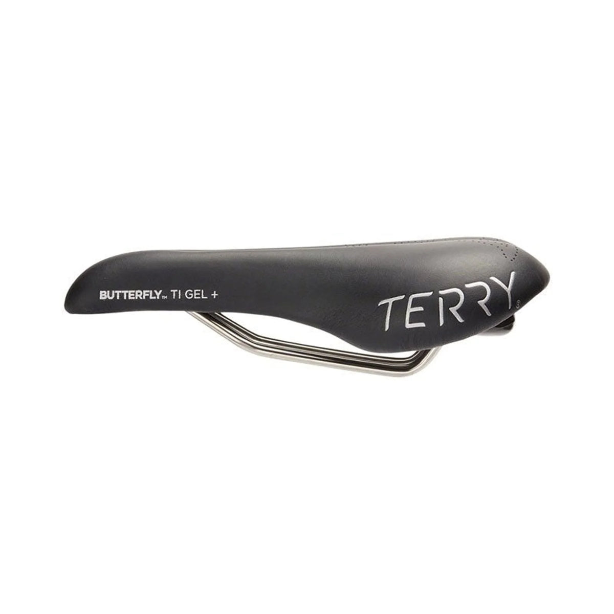 Terry Butterfly Ti Gel+ Saddle - Titanium, Black, Women's (Bicycle Saddles) – close-up detail