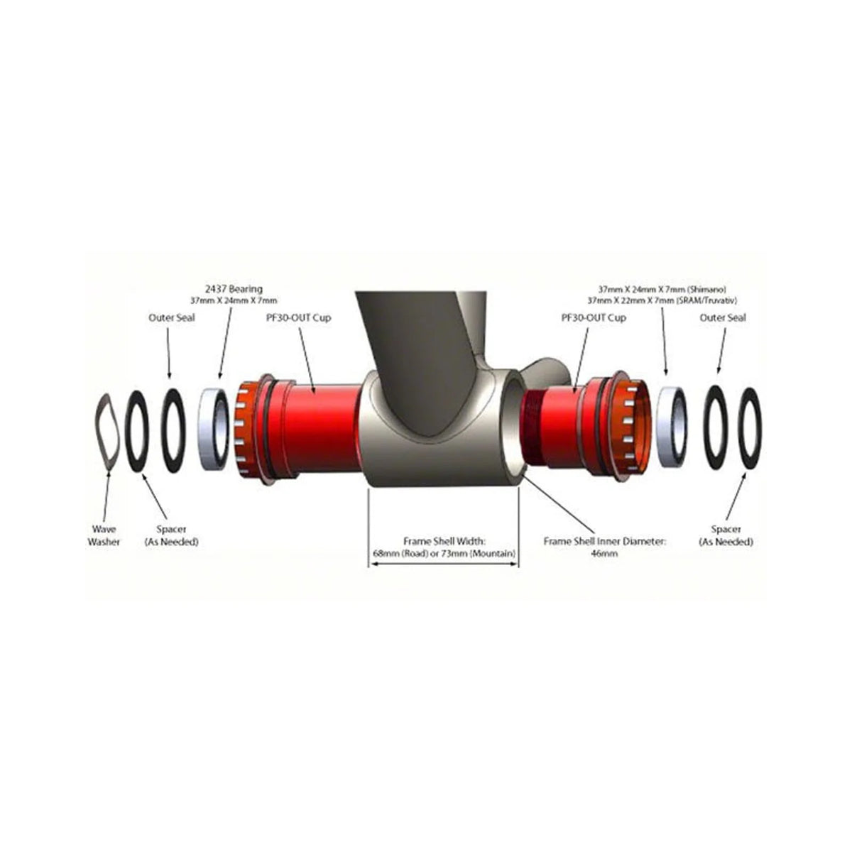Wheels Manufacturing PressFit 30 to SRAM Bottom Bracket with Angular Contact Bearings Black Cups – Wheels Manufacturing PressFit 30 to SRAM Bottom Bracket with Angular Contact Bearings Black Cups (Bicycle Bottom Brackets) (view 2 of 2)