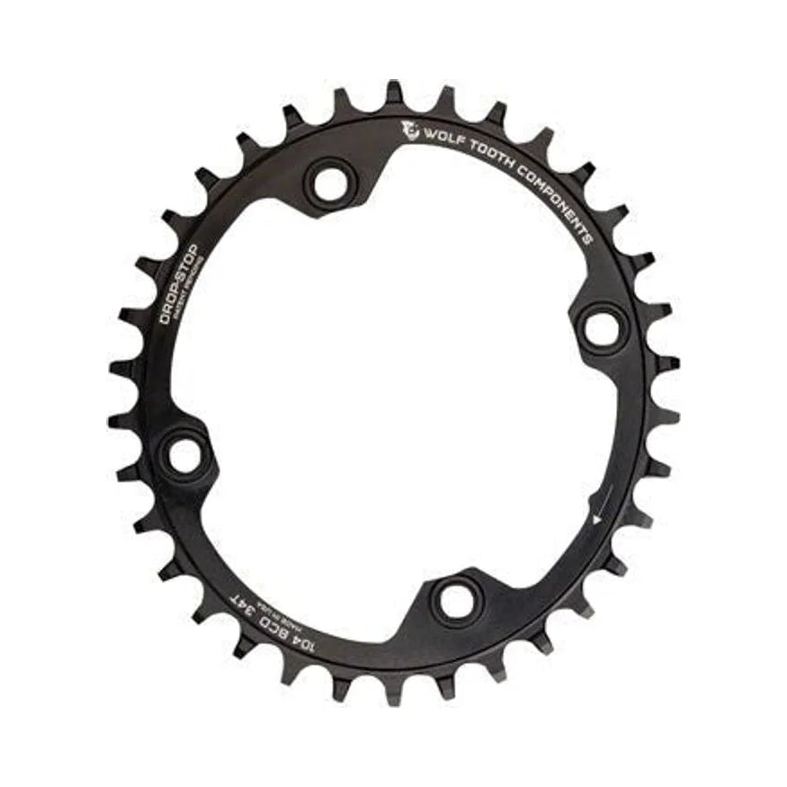 Wolf Tooth Elliptical 104 BCD Chainring - 32t, 104 BCD, 4-Bolt, Drop-Stop, Black (Bicycle Chainrings) – studio product photo