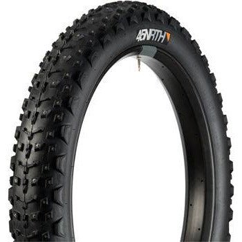 45NRTH Dillinger 4 Tire - 26 x 4, Tubeless, Folding, Black, 120tpi, 240 Concave Carbide Aluminum Studs - Alaska Bicycle Center