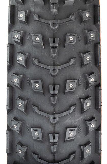 45NRTH Dillinger 5 Tire - 26 x 4.6, Tubeless, Folding, Tan, 60tpi, 258 Concave Carbide Aluminum Studs - Alaska Bicycle Center