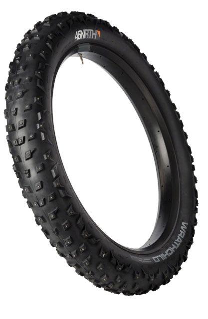 45NRTH Wrathchild Tire - 26 x 4.6, Tubeless, Folding, Black, 120tpi, 224 XL Concave Carbide Aluminum Studs - Alaska Bicycle Center