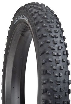 45NRTH Wrathlorde Tire - 26 x 4.2, Tubeless, Folding, Black, 120tpi, 300 XL Concave Carbide Aluminum Studs - Alaska Bicycle Center