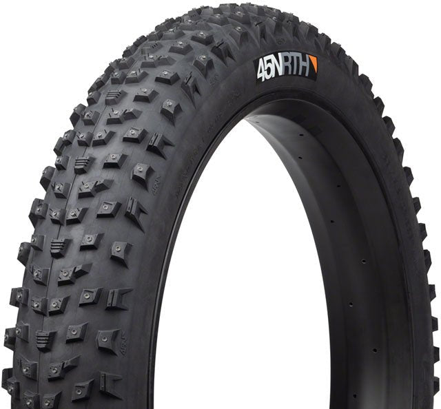 45NRTH Wrathlorde Tire - 26 x 4.2, Tubeless, Folding, Black, 120tpi, 300 XL Concave Carbide Aluminum Studs - Alaska Bicycle Center