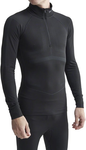 Craft Active Intensity Zip Neck Long Sleeve Top - Black/Asphalt, Men's - Alaska Bicycle Center
