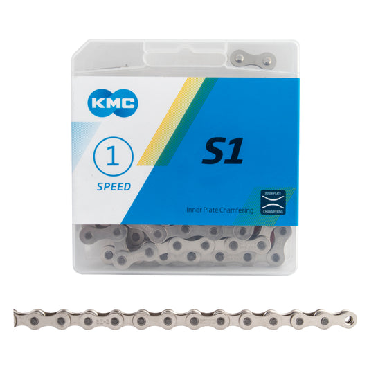 KMC S1 Chain - Single Speed 1/2" x 1/8", 112 Links, Silver