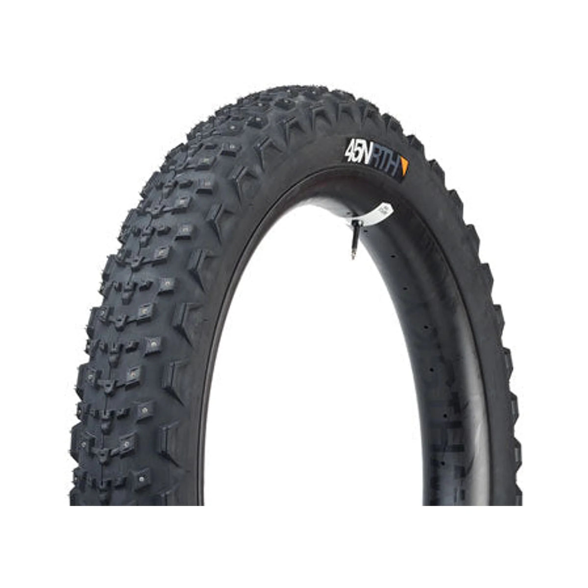 45NRTH Dillinger 4 Tire - 27.5 x 4.0, Tubeless, Folding, Black, 60 TPI, 168 Carbide Steel Studs (Bicycle Tires) – close-up