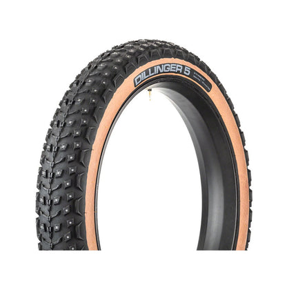 45NRTH Dillinger 5 Tire - 27.5 x 4.5, Tubeless, Folding, Tan, 60 TPI, 252 Concave Carbide Aluminum Studs (Bicycle Tires)