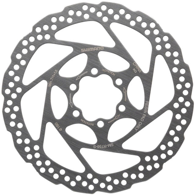 Shimano Deore SM-RT56-S Disc Brake Rotor - 160mm, 6-Bolt, For Resin Pads Only, Silver