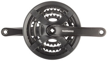 Shimano Tourney FC-TY501 Crankset - 175mm, 6/7/8-Speed, 48/38/28t, Riveted, Square Taper JIS Spindle Interface, Black