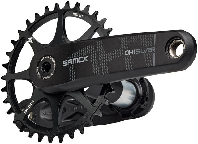 Samox Silver DH-1 Crankset - 155mm, 3-Bolt Direct Mount 34t Chainring, 28.99mm (DUB Type) Spindle, Black