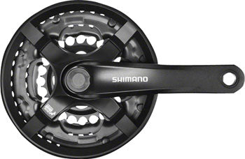 Shimano Tourney FC-TY501 Crankset - 170mm, 6/7/8-Speed, 48/38/28t, Riveted, Square Taper JIS Spindle Interface, Black