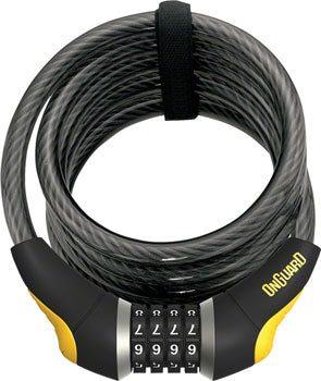 OnGuard Doberman Combo Cable Lock: 6' x 12mm, Gray/Black/Yellow