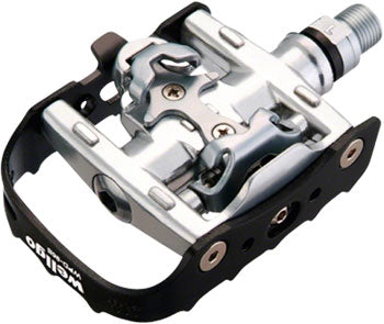 Wellgo WPD-95B Pedals - Single Side Clipless with Platform, Aluminum, 9/16", Black/Silver