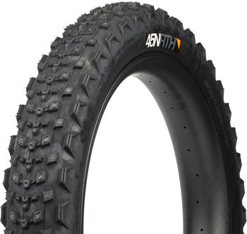 45NRTH Dillinger 4 Tire - 26 x 4.2, Tubeless, Folding, Black, 120 TPI, 168 Large Concave Carbide Aluminum Studs