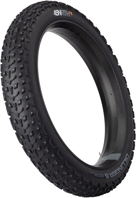 45NRTH Dillinger 5 Tire - 26 x 4.6, Tubeless, Folding, Black, 120 TPI, 258 Concave Carbide Aluminum Studs