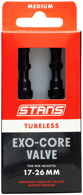 Stan's Tubeless Exo-Core Valve Stems - Alloy, Medium, Black, Pair