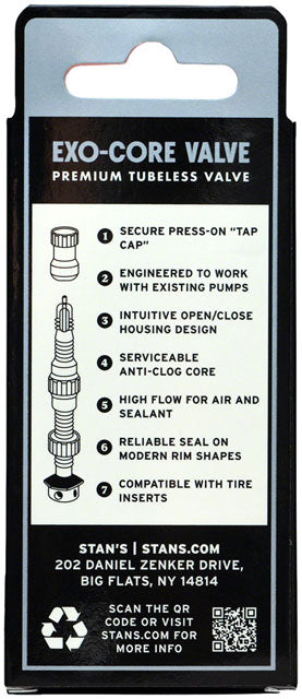 Stan's Tubeless Exo-Core Valve Stems - Alloy, Medium, Black, Pair