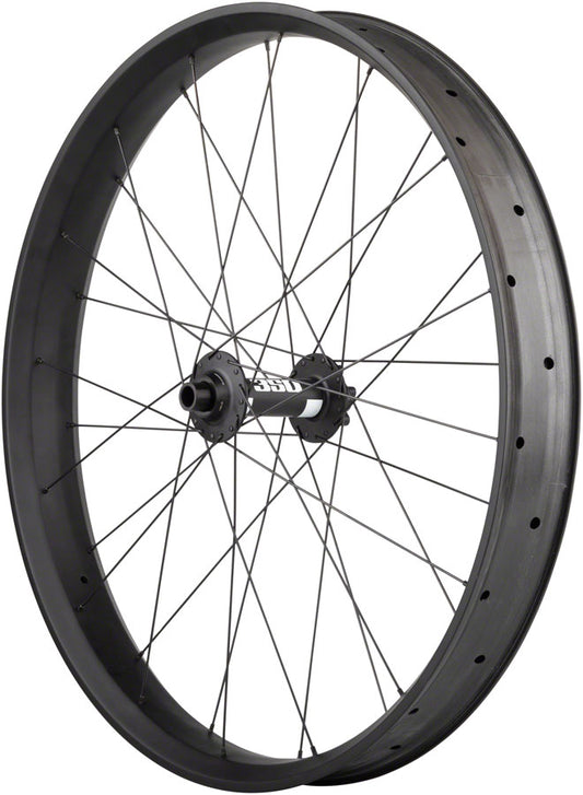 Quality Wheels Alex CF-1 Carbon DT Swiss 350 Disc Front Wheel - 26" Fat, 15 x 150mm, 6-Bolt, Black