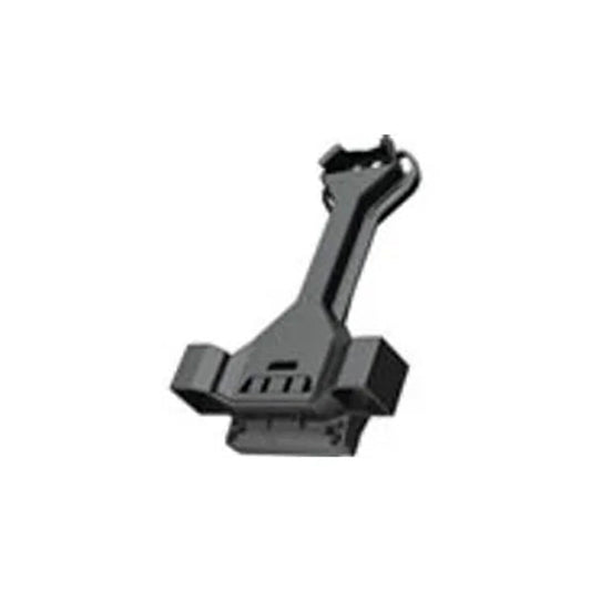 Abus black USH U-lock mounting bracket – A matte black plastic bicycle lock mounting bracket features molded slots for crossbars and frame attachment points, set against a plain white background.