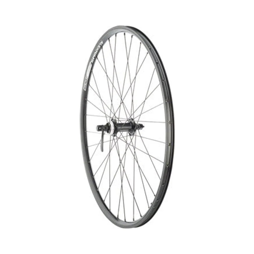 Quality Wheels Value Double Wall Series Rim+Disc Front Wheel - 26", QR x 100mm, Center-Lock /Rim Brake, Black, Clincher – Basic Replacement Quality Wheels Value Double Wall Series Rim+Disc Front Wheel - 26", QR x 100mm, Center-Lock /Rim Brake