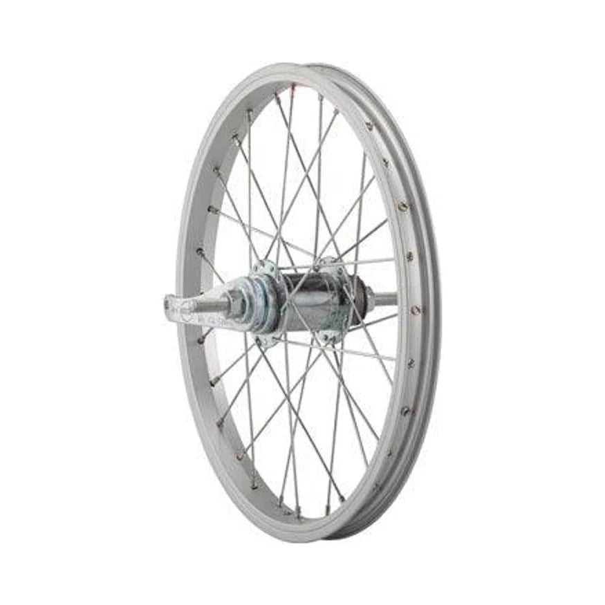 Sta-Tru Single Wall Rear Wheel - 16", 3/8" x 110mm, Coaster Brake, Freewheel, Silver, Clincher – Basic Replacement Sta-Tru Single Wall Rear Wheel - 16", 3/8" x 110mm, Coaster Brake, Freewheel, Silver, Clincher (Bicycle