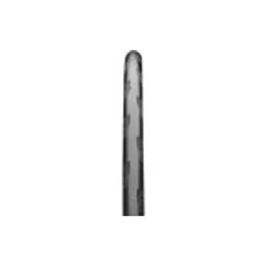 Continental Grand Prix 5000 S road tire – A close-up, front-facing view of a black road bicycle tire tread centered against a stark white background, showing textured grip patterns along the shoulders.