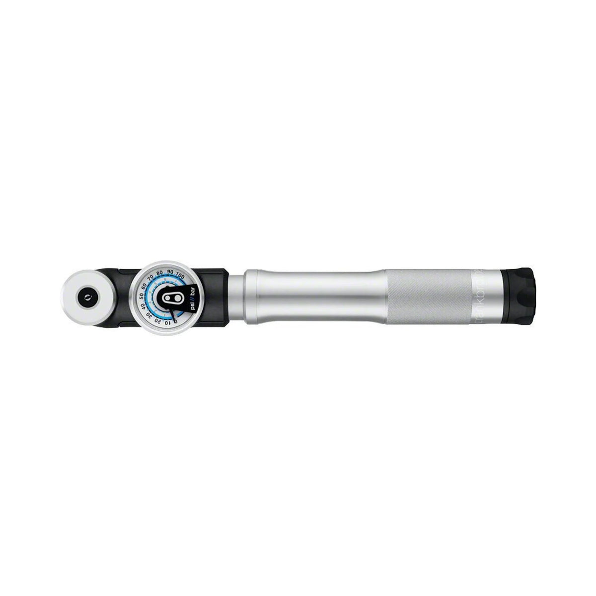 Crank Brothers Sterling SG Premium Short Frame Pump with Gauge: Silver (Bicycle Pumps) – front profile