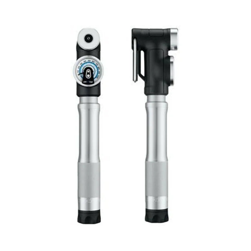 Crank Brothers Sterling SG Premium Short Frame Pump with Gauge: Silver (Bicycle Pumps) – detail angle