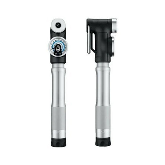 Crank Brothers Sterling SG Premium Short Frame Pump with Gauge: Silver (Bicycle Pumps) – detail angle