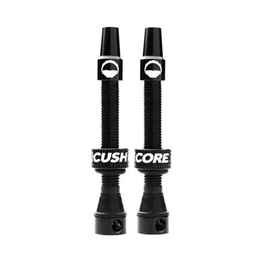 CushCore Tubeless Presta Valve Set - 44mm, Black (Bicycle Tire Valves) – studio product photo