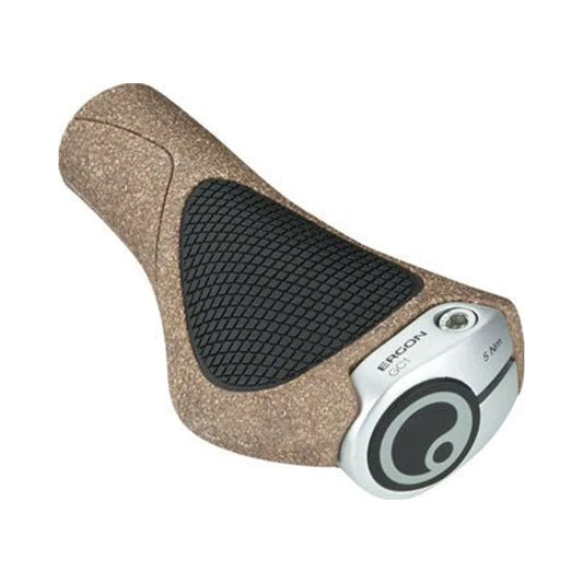 Ergon GC1 BioKork Grips - Lock-On, Black/Tan (Bicycle Handlebar Grips) – studio product photo