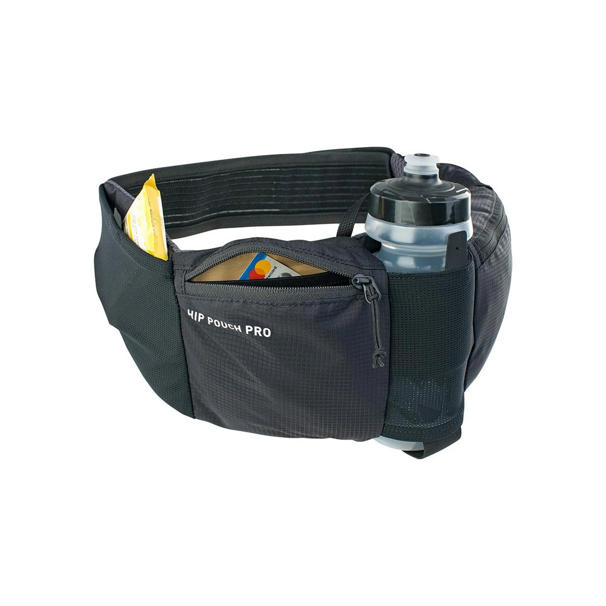 EVOC, Hip Pouch Pro + Drink Bottle, Bag, 1.5L, Black (Lumbar/Fanny Pack) – front profile