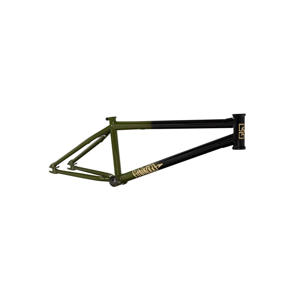 Fit Shortcut BMX Frame - Gloss Black/Army Green Fade - 21" (Bicycle Frames) – studio product photo