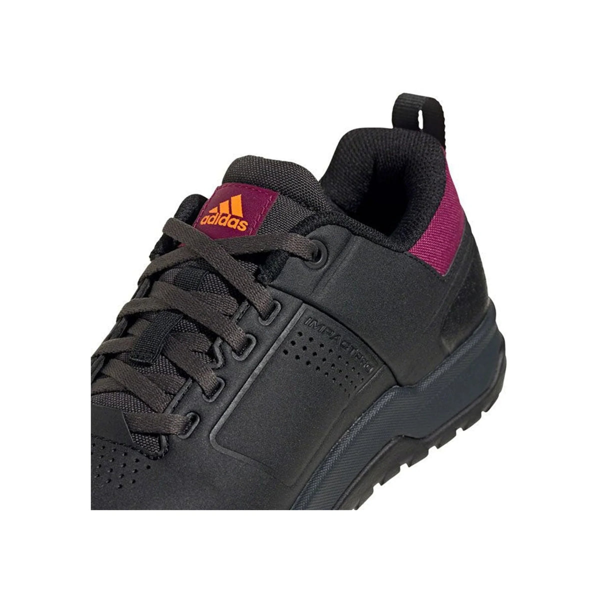 Five Ten Impact Pro Flat Shoes - Women's, Core Black / Signal Orange / Power Berry, 7.5 – front profile (view 7 of 8)